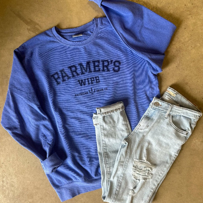 Farmer's Wife Blue Crewneck