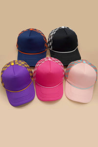 Classic Foam Front Trucker Hat - Fuschia/Pink-Checkered Mesh