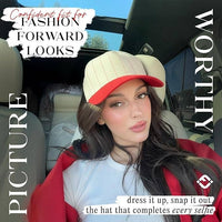 Funky Junque - Men/Women's 2-Tone Blank Cap - Pinstripe - Red/Beige