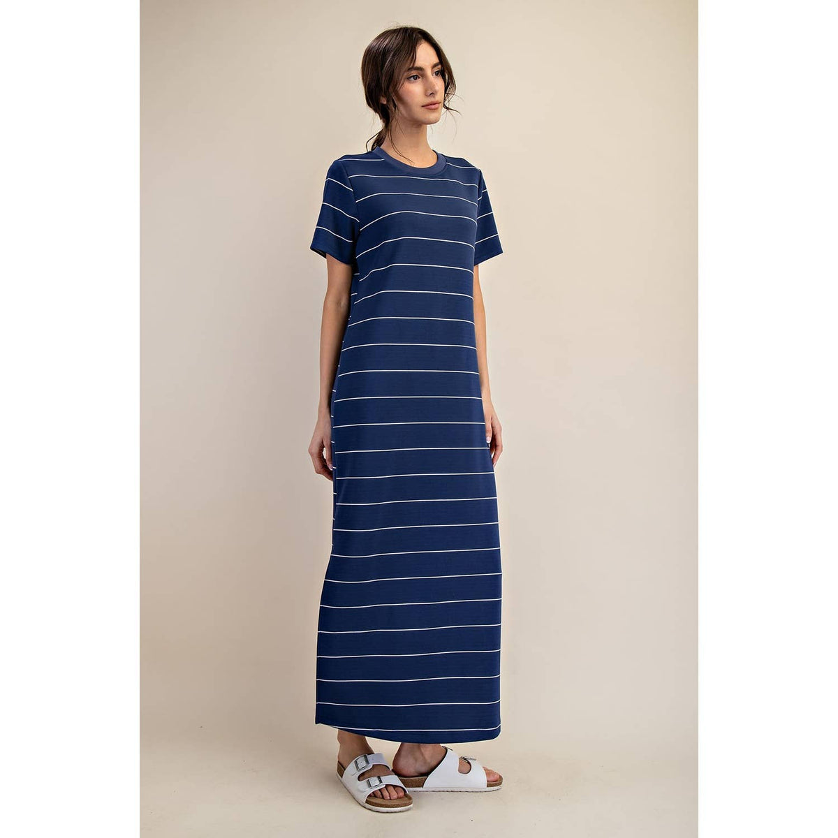 Rae Mode Modal Scuba Stripe Maxi Dress: Cream/Black