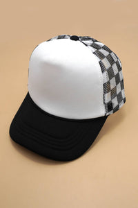 Classic Foam Front Trucker Hat - Fuschia/Pink-Checkered Mesh