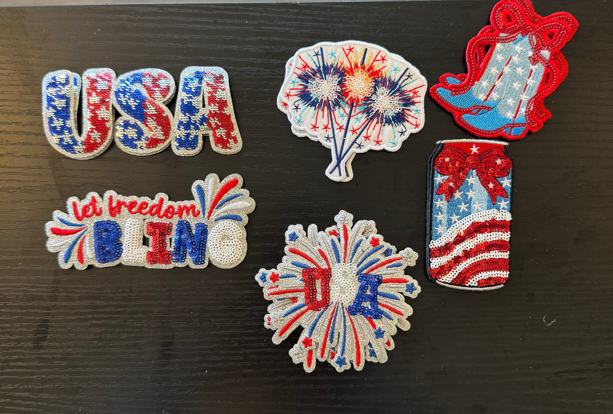 Patriotic Patches Bin 8 Dollars