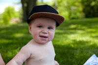 Funky Junque - Flat Brim Trucker Hat - Black/Faux Leather Brim: Kids (2-9 Years)