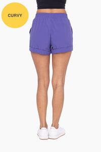 Mono B CURVY Highwaist Athleisure Shorts with Cuffed Leg - Orient Blue