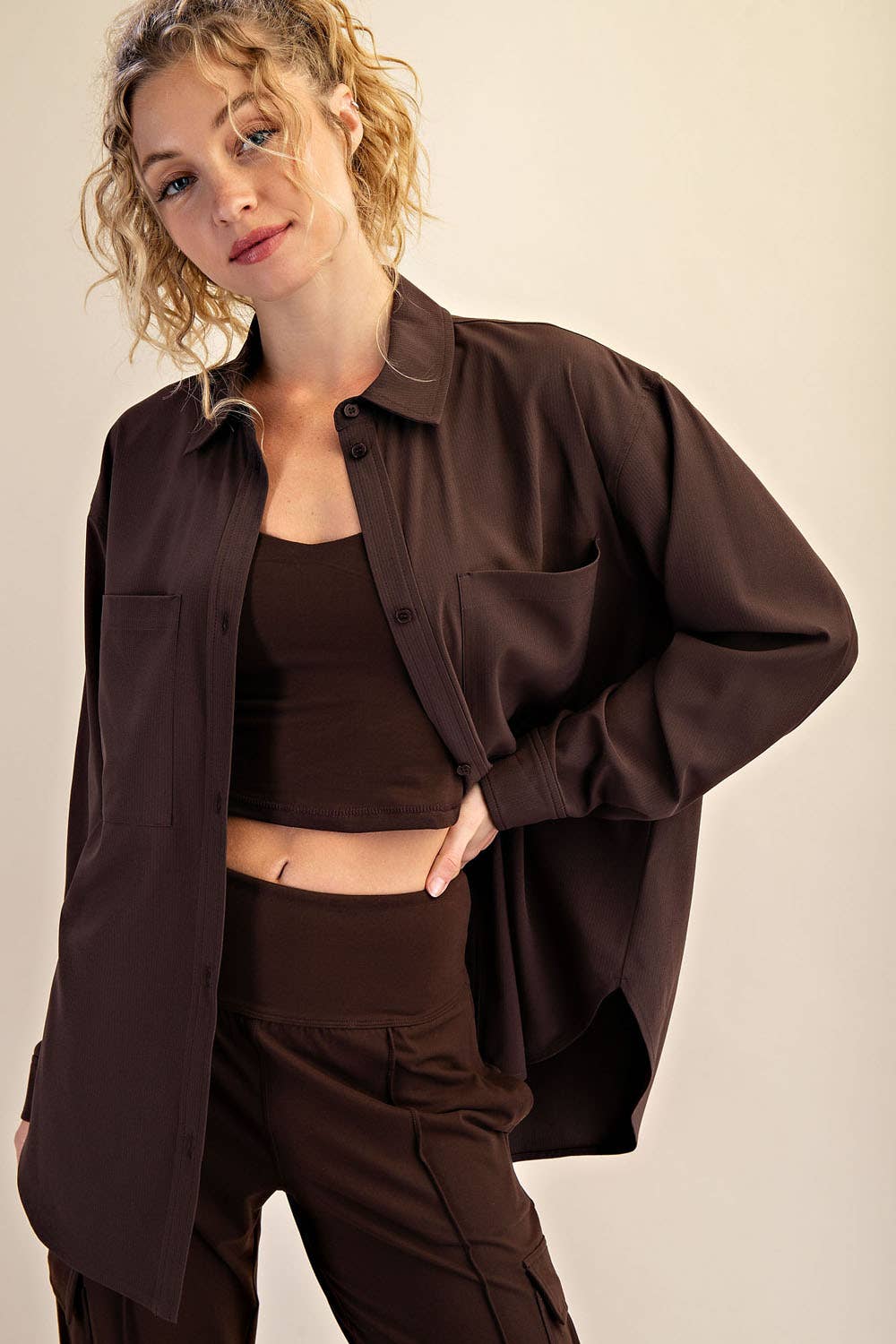 Rae Mode White Crinkle Woven Oversized Shirt