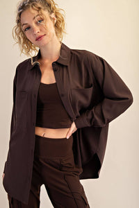 Rae Mode White Crinkle Woven Oversized Shirt