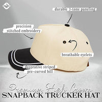 Funky Junque - Embroidered Brim Two Tone Trucker Hat - Black/Beige