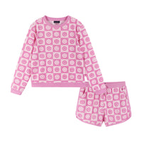 Andy & Evan Girls Tween Pink Smiley Terry Sweatshirt & Shorts Set