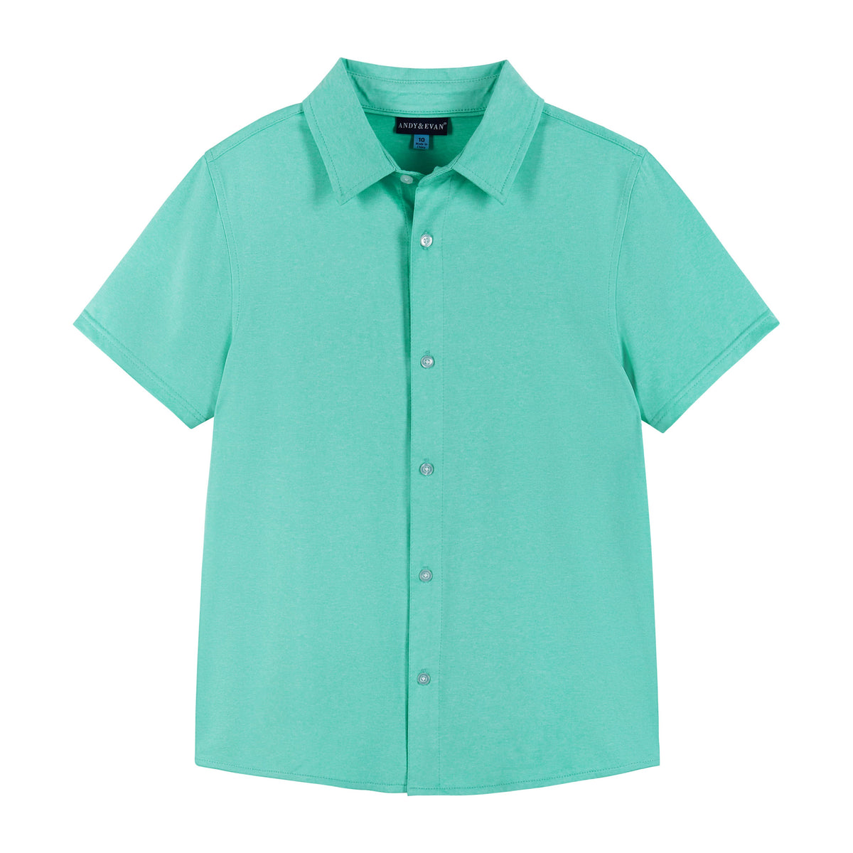 Andy & Evan Boys Tween Teal Knit Button-Up Shirt