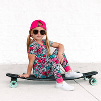 Children's Pink Check Smile Bamboo Short Sleeve 2 Piece Set