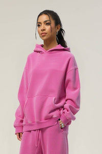 Sodalemon - Heavyweight washed velvet hooded sweatshirt: Brown / XL