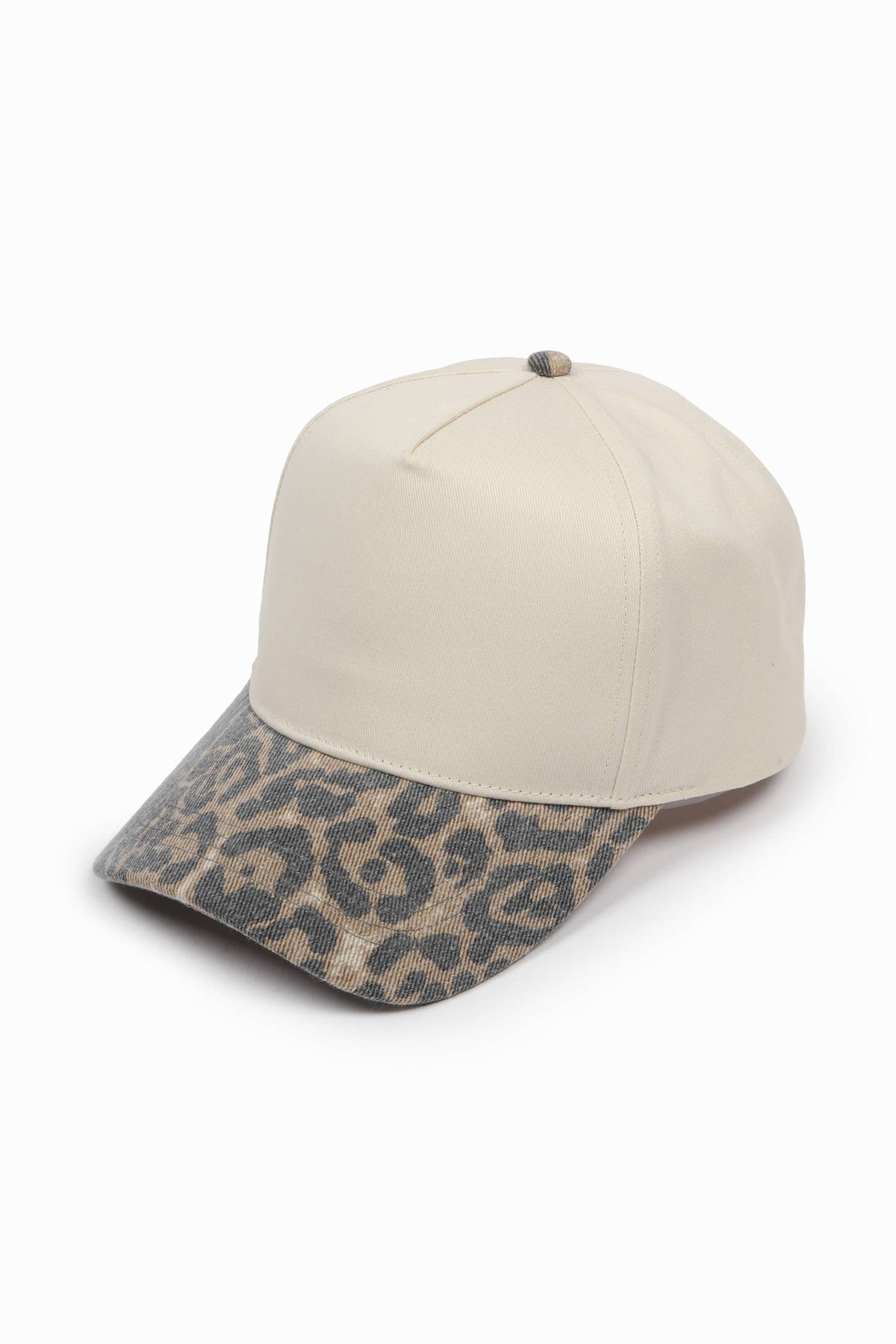 David And Young - Washed Leopard Print 5 Panel Baseball Hat: Leopard
