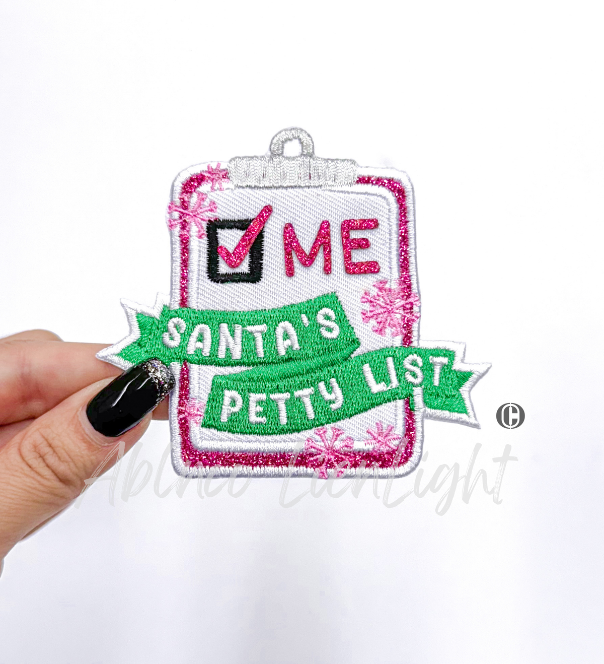 ABLN Boutique - Santa’s Petty List©️ Christmas Glitter Embroidery Patch