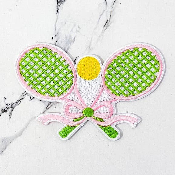 Pink and Green Tennis Racquet Trucker Hat Patch