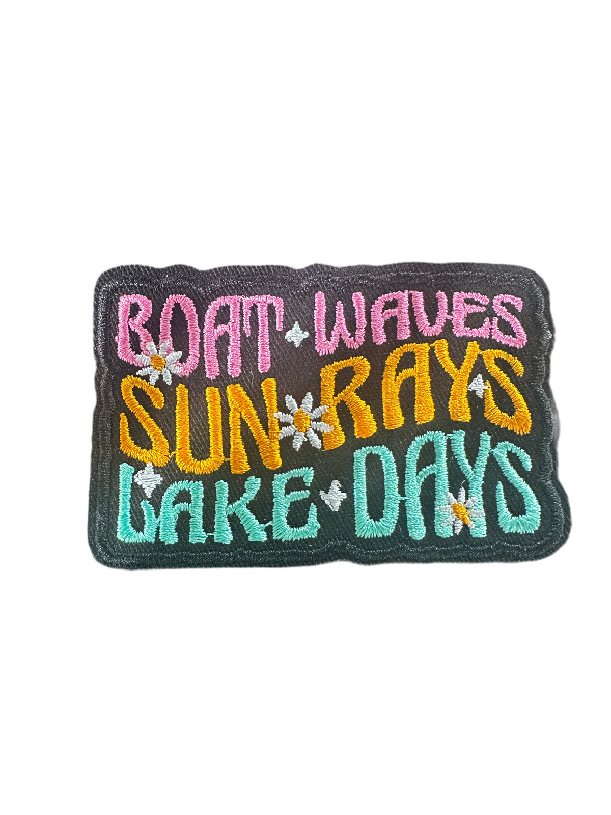 Boat Waves Sun Rays Lake Days with Flowers Patch