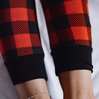 MAMA JOGGERS- Red Buffalo Plaid: L