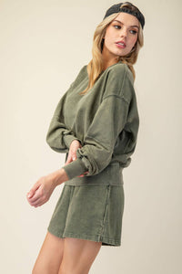 Rae Mode Mineral Washed French Terry Short Set: Mocha