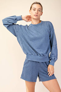 Rae Mode Mineral Washed French Terry Short Set: Mocha