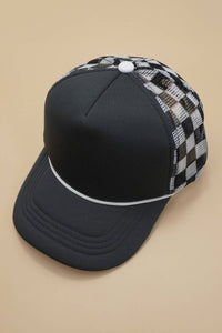 Classic Foam Front Trucker Hat - Fuschia/Pink-Checkered Mesh