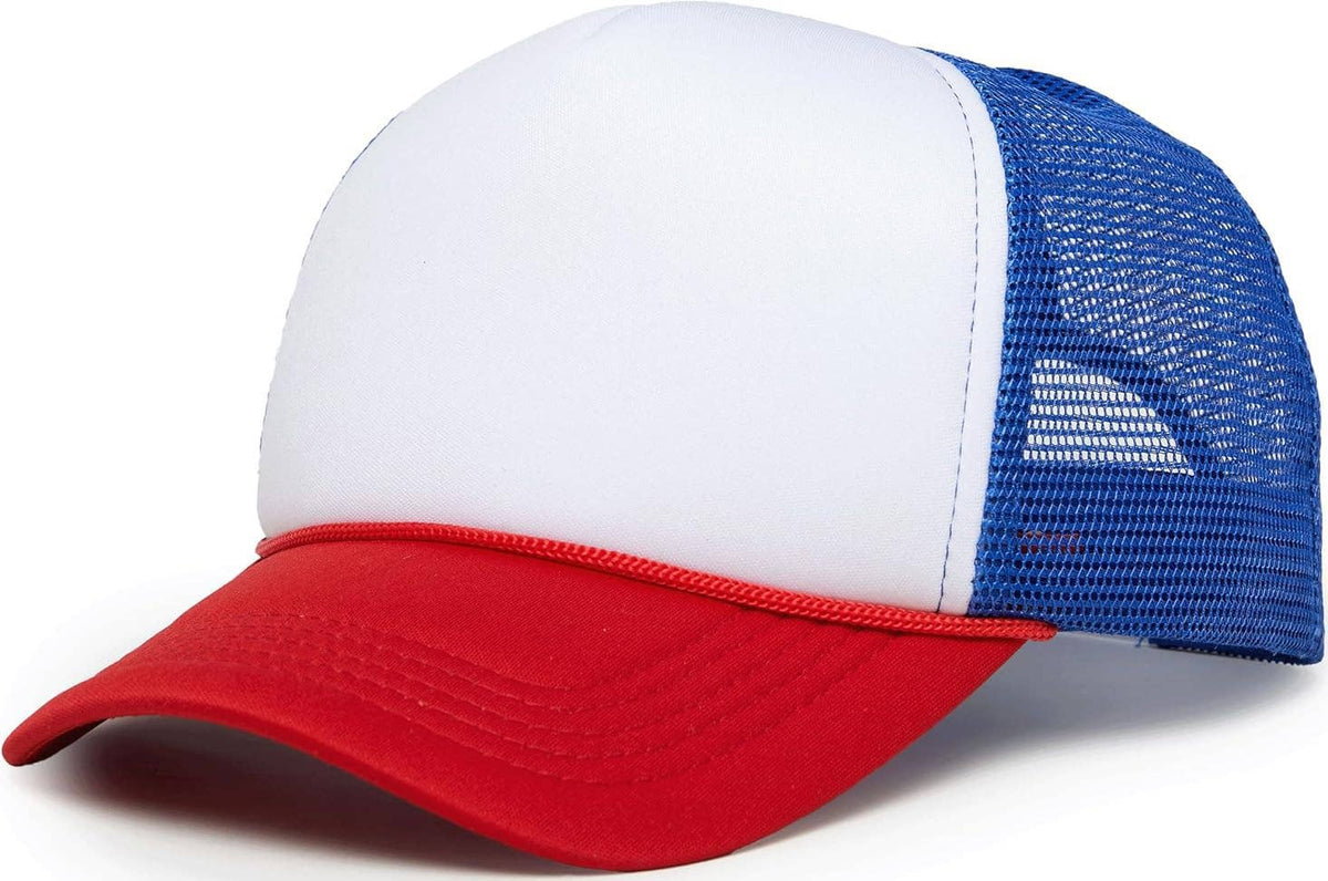 Funky Junque - Foam Trucker Hat (White/Red/Royal Blue)
