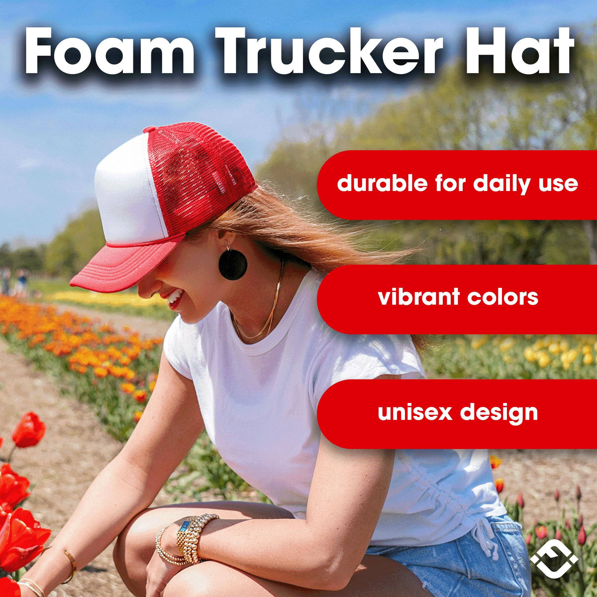 Funky Junque - Foam Trucker Hat (White/Red)