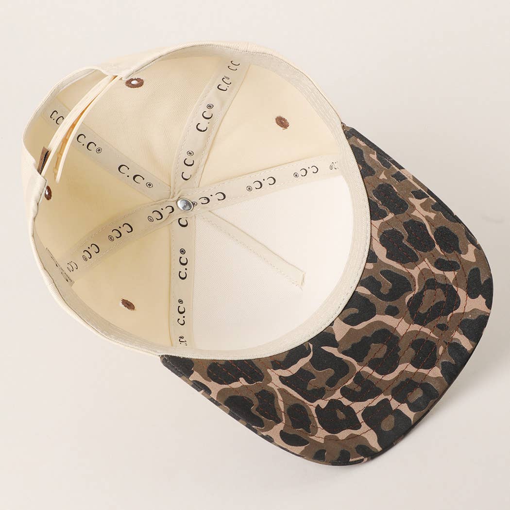 Fashion City - Two Tone Leopard Printed Canvas Trucker Hat: LEOPARD / One Size