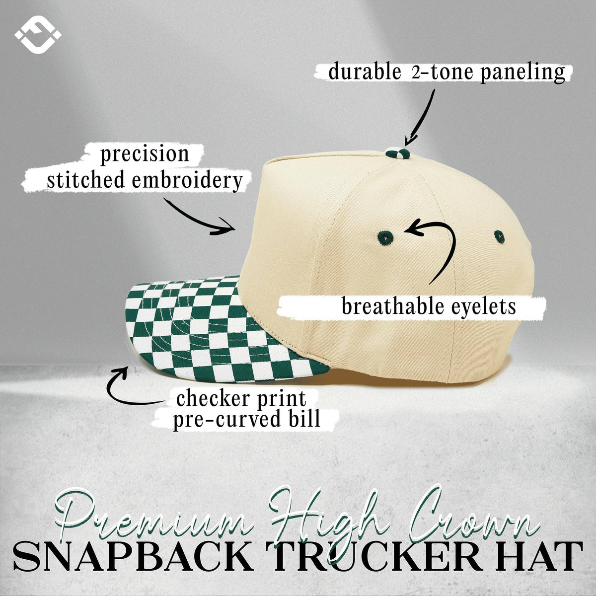 Funky Junque - Two Tone Vintage Snapback Hat - Green Checker/Beige