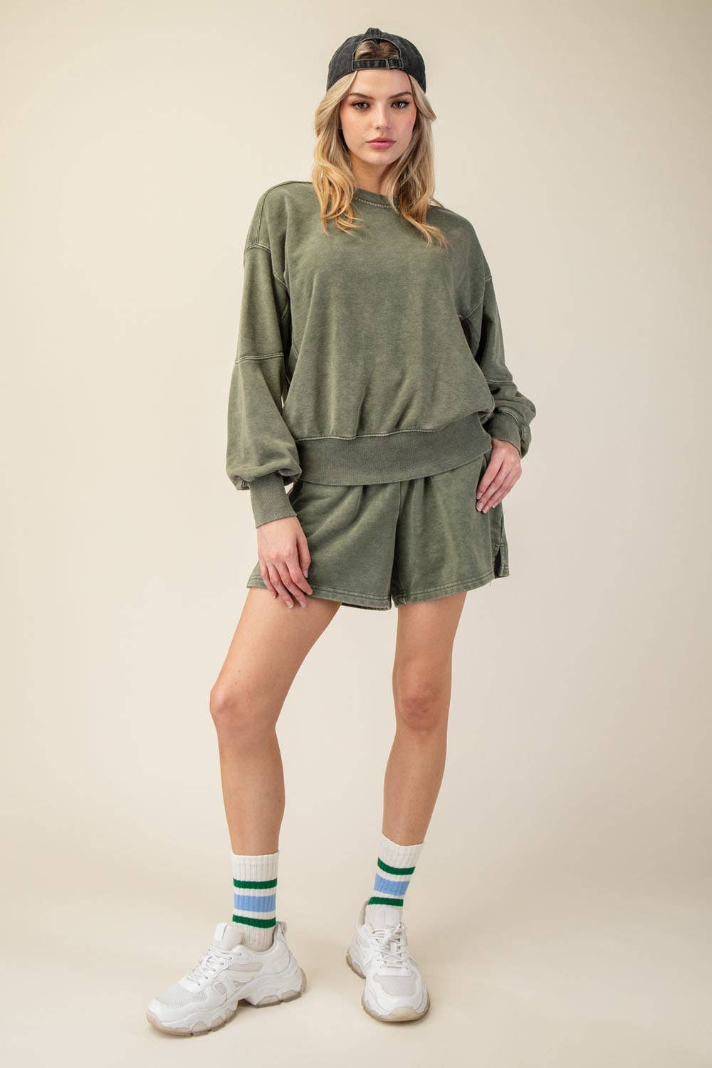 Rae Mode Mineral Washed French Terry Short Set: Mocha