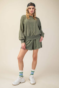 Rae Mode Mineral Washed French Terry Short Set: Mocha