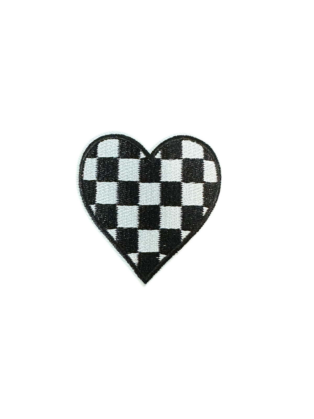 Black and White Big Checkered Heart Patch