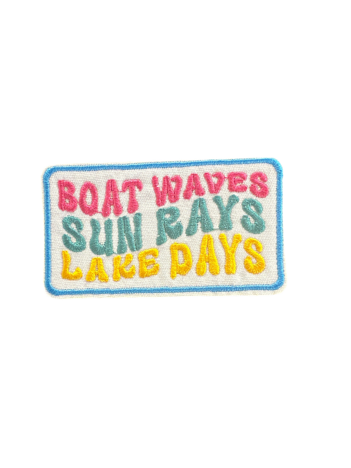 White Boat Waves Sun Rays Lake Days Patch