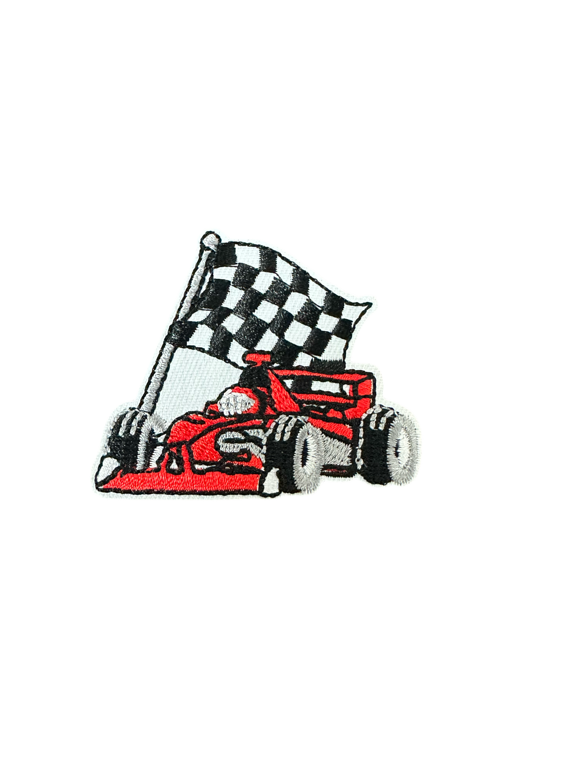 Race Car With Checkered Flag Patch