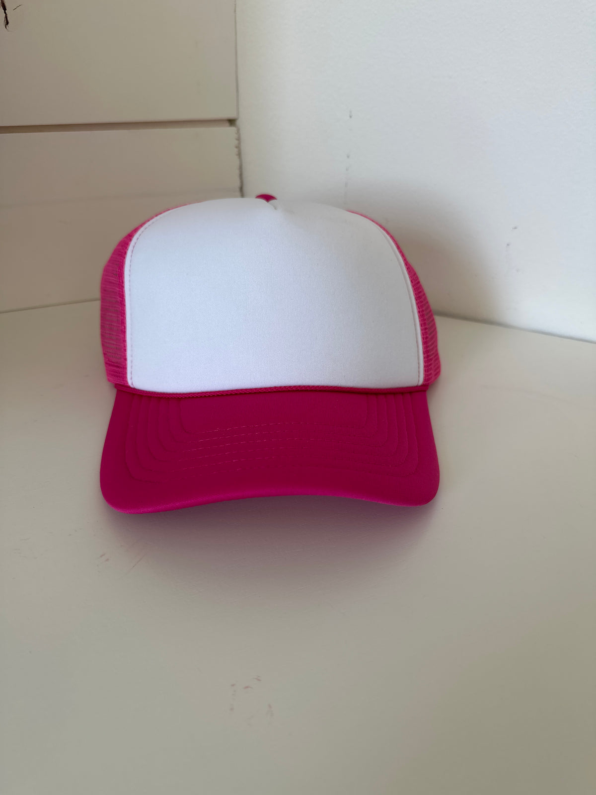 Classic Foam Front Trucker Hat: Pink-White