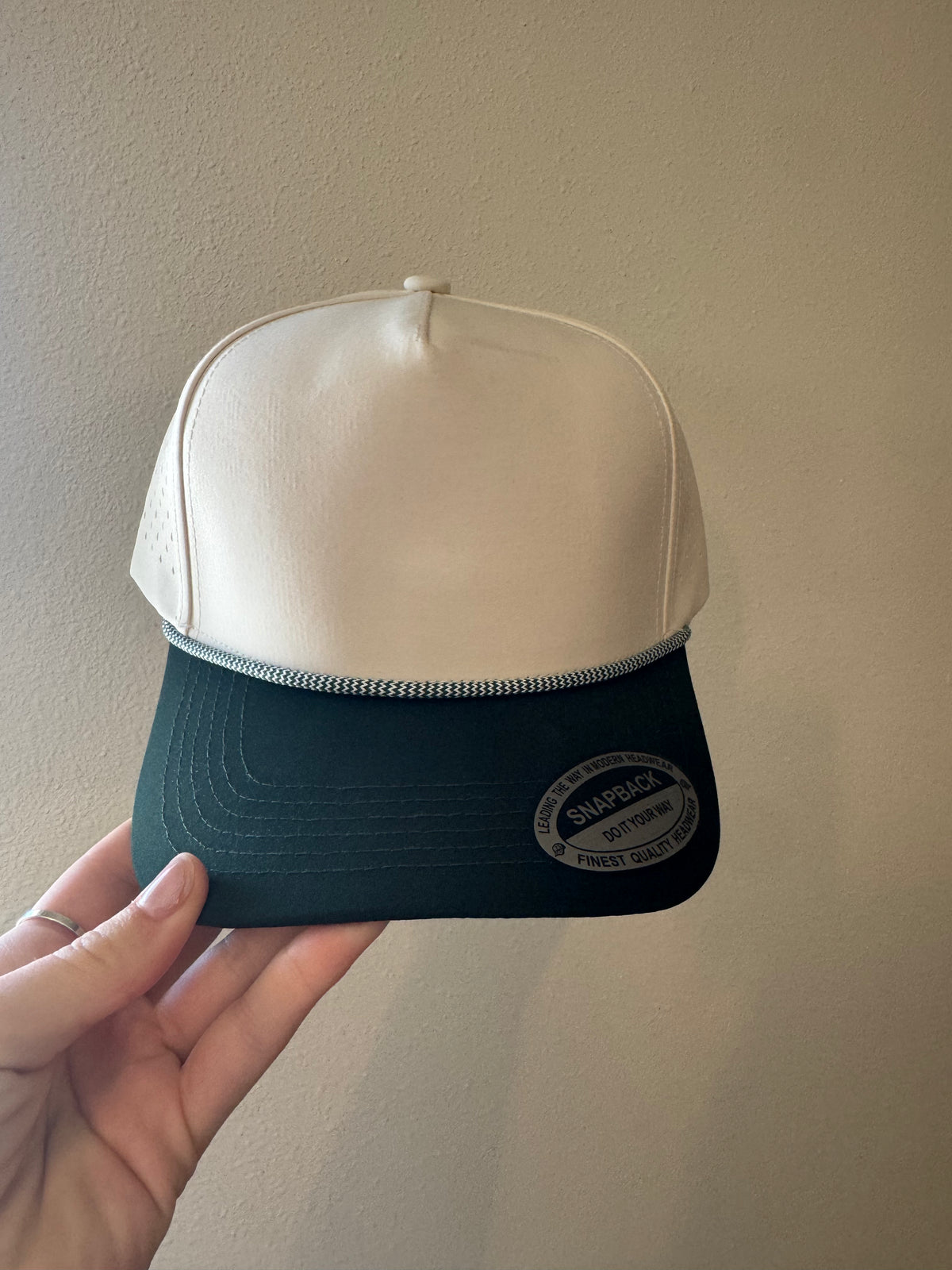 Funky Junque - Blank Laser Cut Golf Rope Cap - Green/Beige