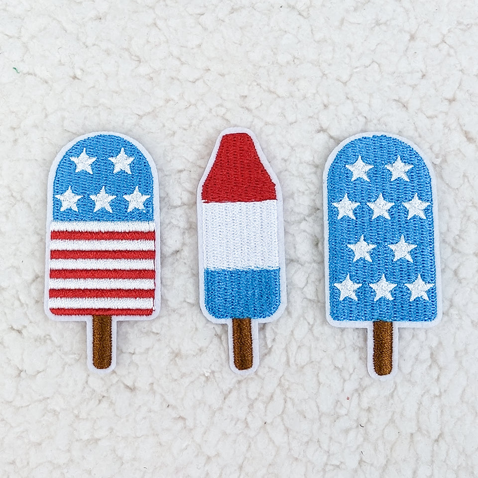 Patriotic Popsicles Embroidered HAT/POCKET Patch