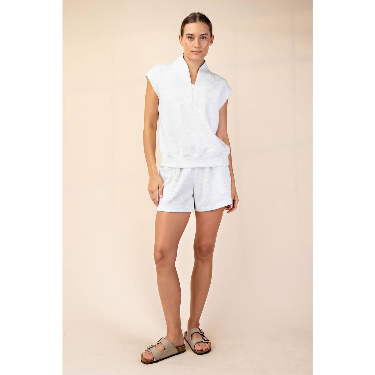 Rae Mode Modal Scuba Luxe V-Neck Sleeveless Top and Shorts Set: Paradise Blue
