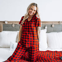 MAMA JOGGERS- Red Buffalo Plaid: L