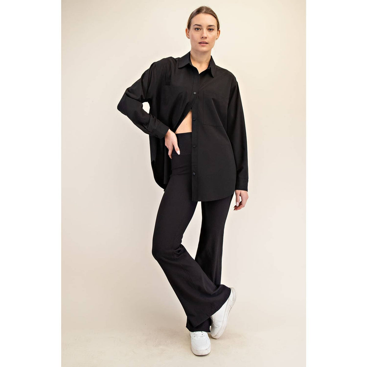 Rae Mode White Crinkle Woven Oversized Shirt