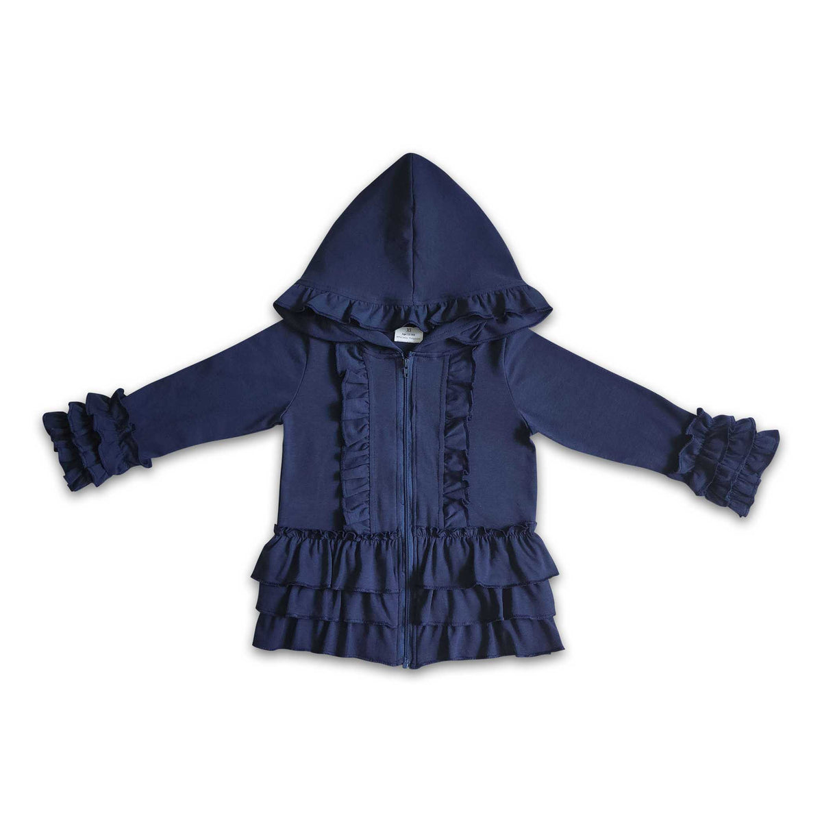 Yawoo Garments - Solid colorful zipper girls ruffle hoodie jackets: Maroon / 6-7T