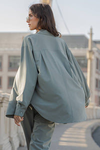 Rae Mode White Crinkle Woven Oversized Shirt
