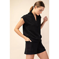 Rae Mode Modal Scuba Luxe V-Neck Sleeveless Top and Shorts Set: Paradise Blue