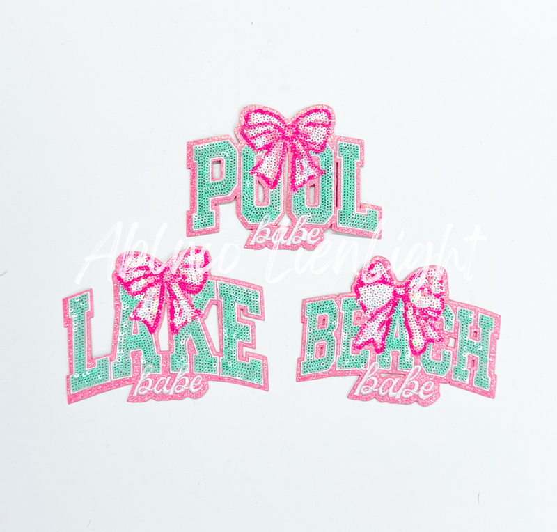 ABLNco - Pink Bow Pool Babe Summer Sequin Patch