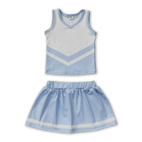 Yawoo Garments - Sleeveless white maroon top skirt girls team cheer active set: Red white / 6-7T