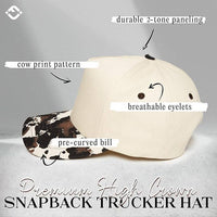 Funky Junque - Blank Two Tone Vintage Snapback Hat - Cow Print/Beige