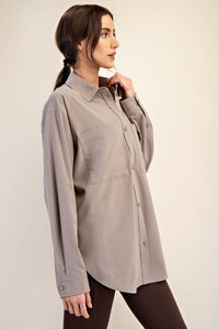 Rae Mode White Crinkle Woven Oversized Shirt