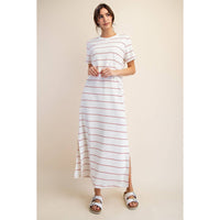 Rae Mode Modal Scuba Stripe Maxi Dress: Cream/Black