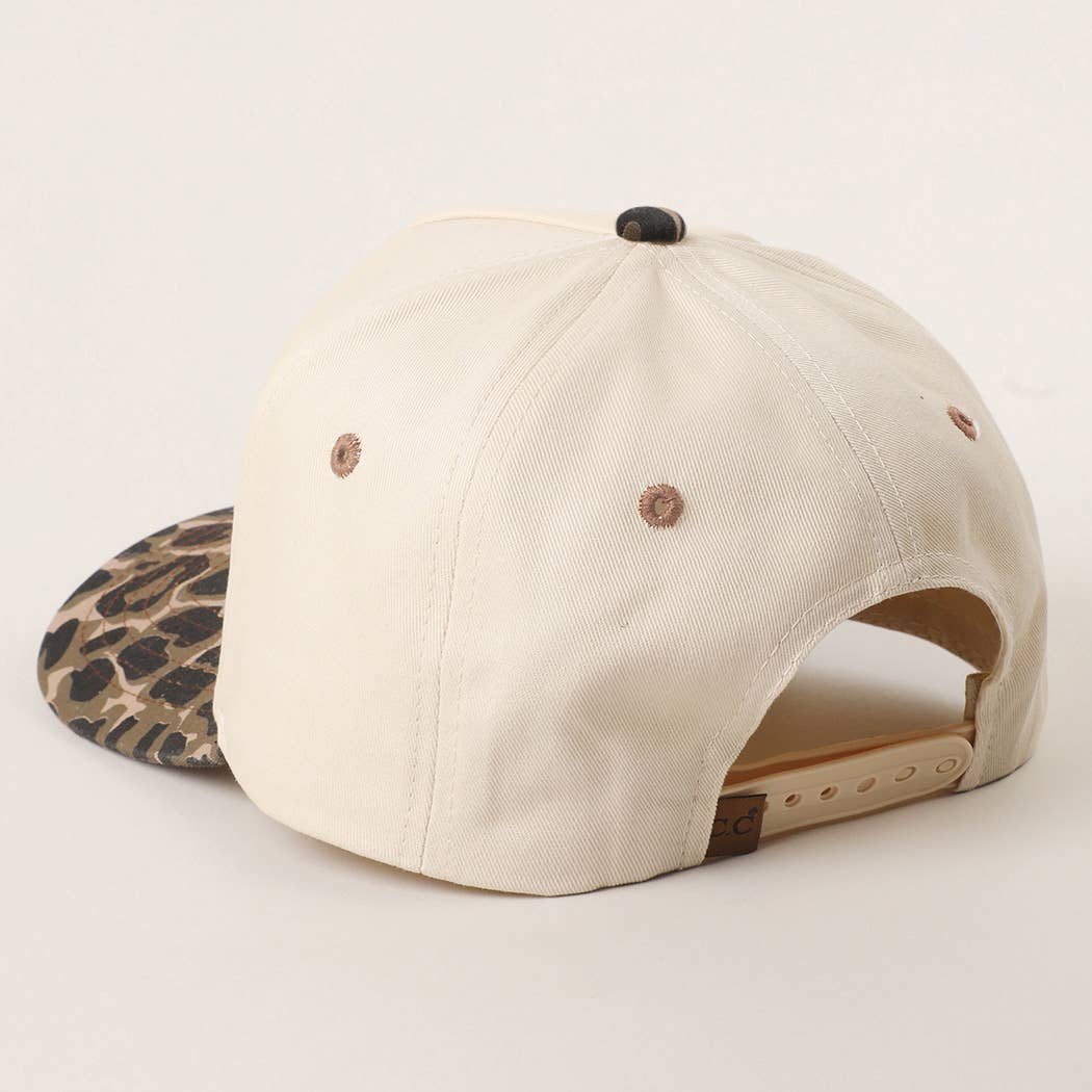 Fashion City - Two Tone Leopard Printed Canvas Trucker Hat: LEOPARD / One Size