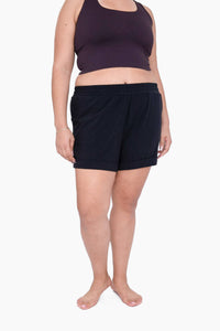 Mono B CURVY Highwaist Athleisure Shorts with Cuffed Leg - Orient Blue