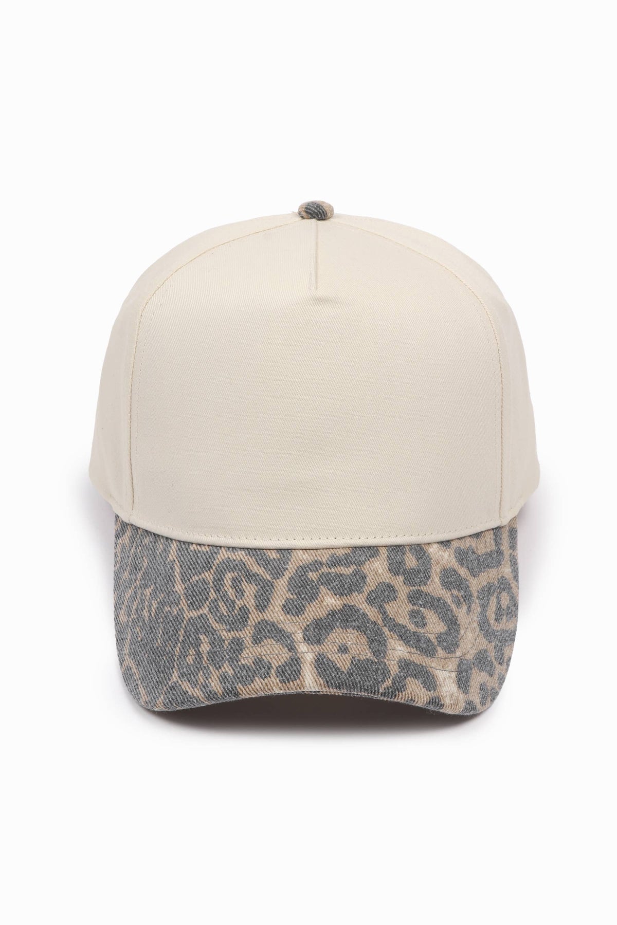 David And Young - Washed Leopard Print 5 Panel Baseball Hat: Leopard