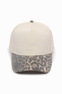 David And Young - Washed Leopard Print 5 Panel Baseball Hat: Leopard